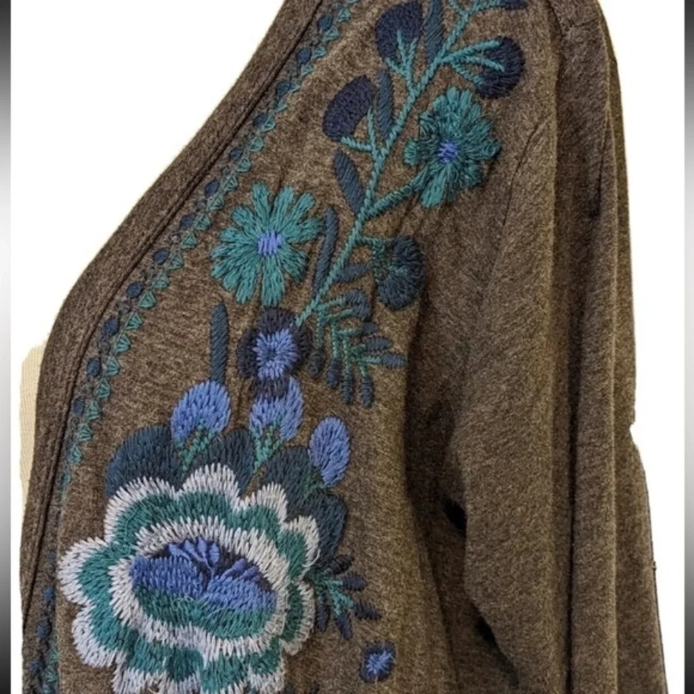 Johnny Was Rosa Draped Cardigan Embroidered Open Waterfall Sweater/tunic NWT - Picture 3 of 8